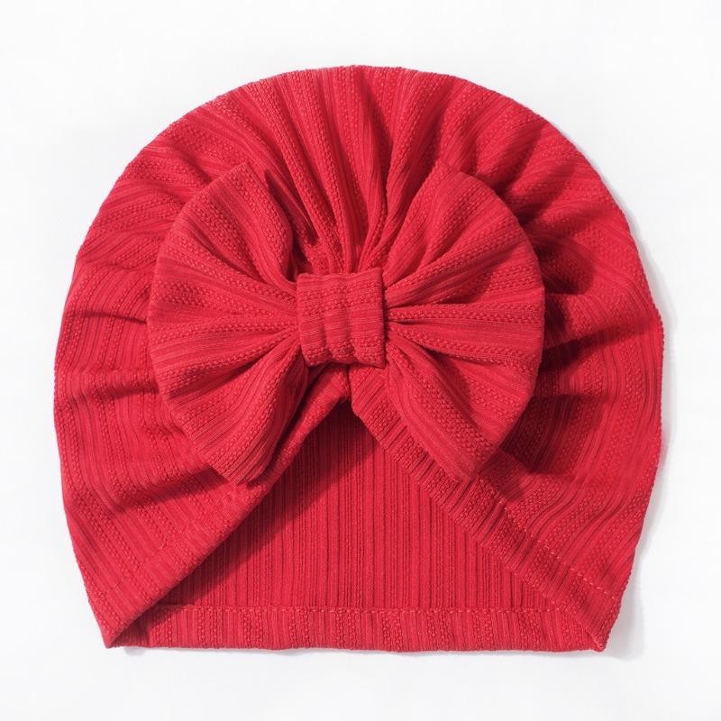 Baby Waffle Jacquard Boneless Hat Cute Bow Baby Fetal Hat Solid Color Children's Hat