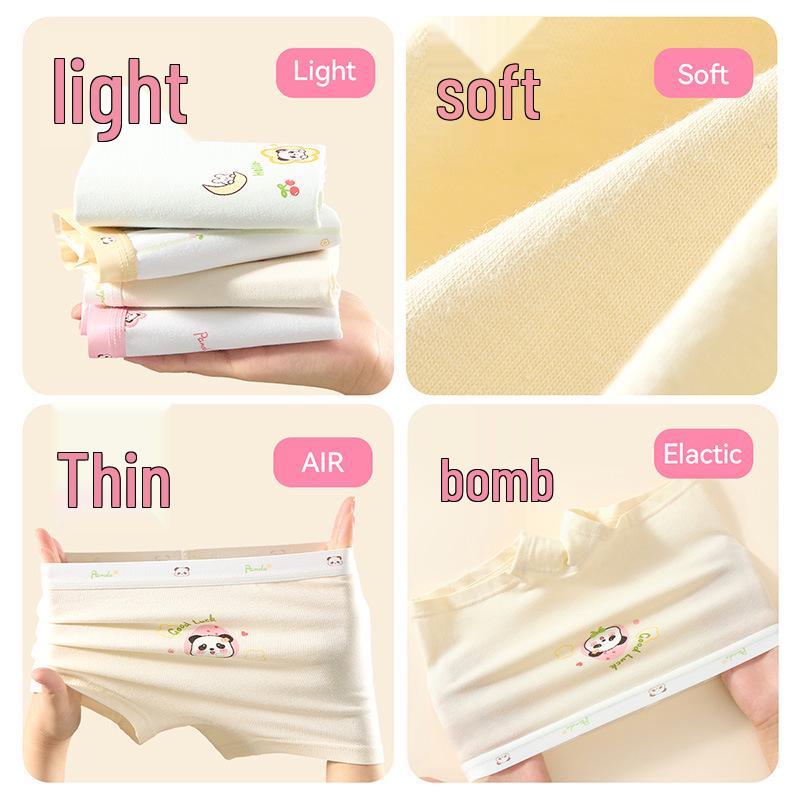 Antibacterial Girls' Pure Cotton Boxer Briefs - Class A, 100% Cotton Crotch, for Middle and Older Children