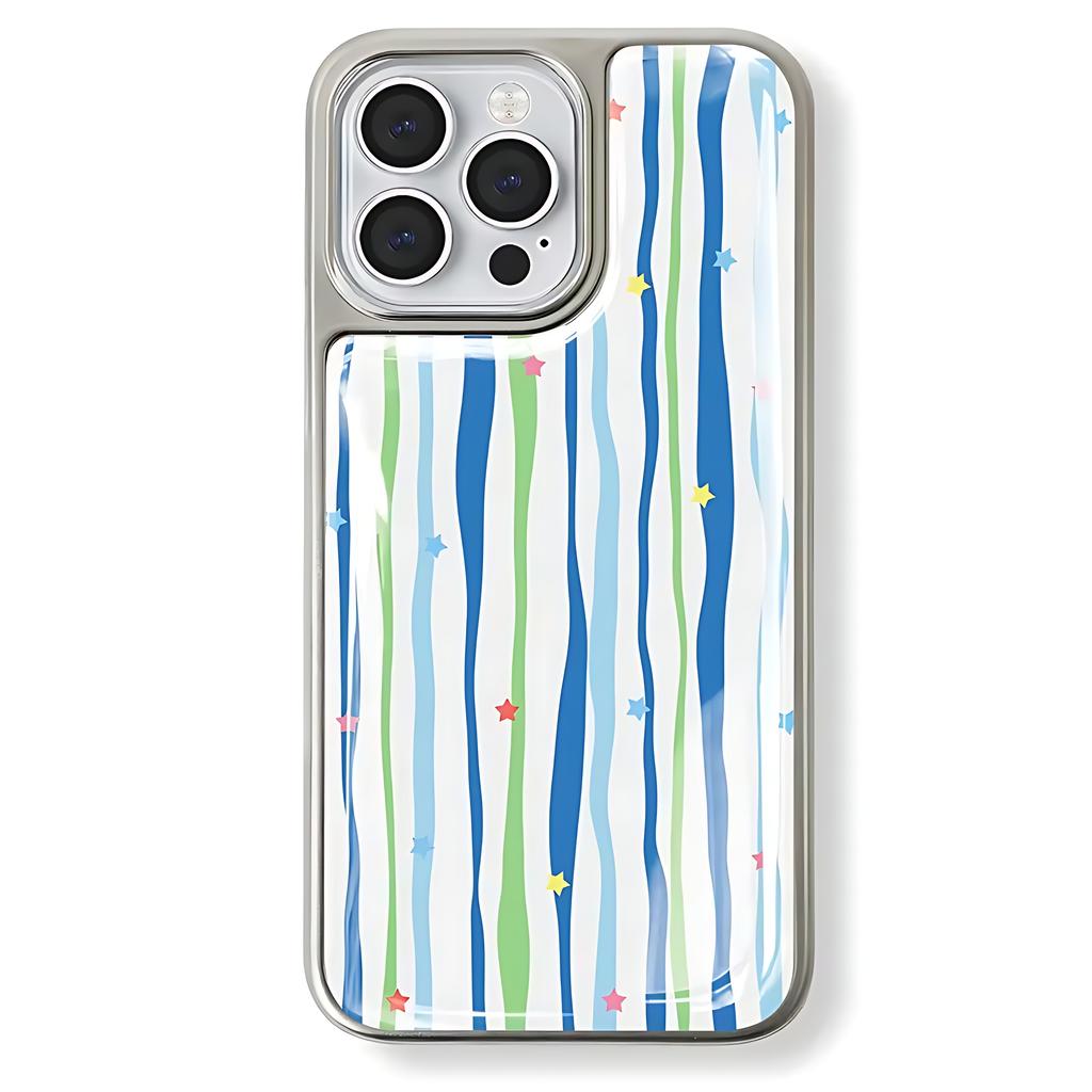 Blue Striped Star Phone Case for iPhone 17 16e 16 15 14 13 12 11 Air Pro Max X XR XSMAX 8 7 Plus Luxury Clear Soft Back Cover