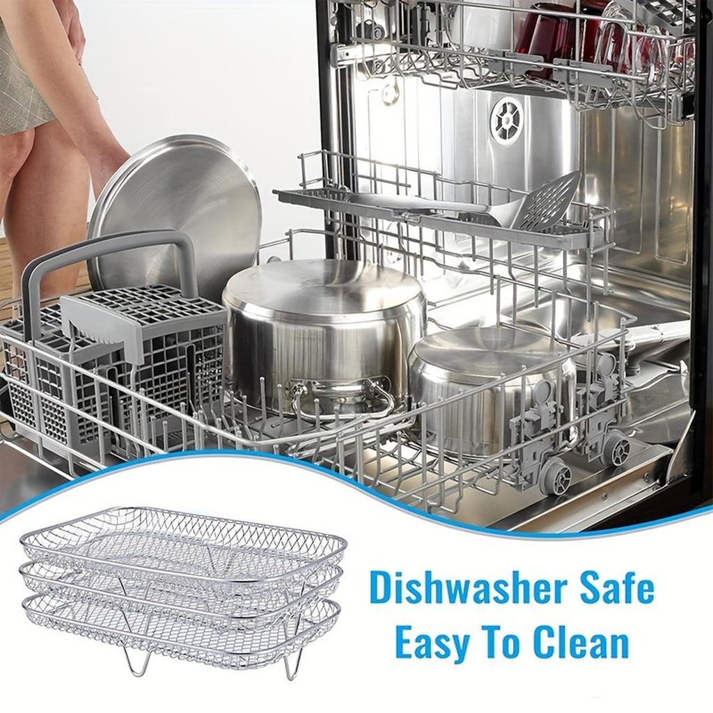 The Rectangular Fryer Rack Is Suitable For Baking And Roasting, Featuring A Three Layer Stainless Steel Dehydrator Rack