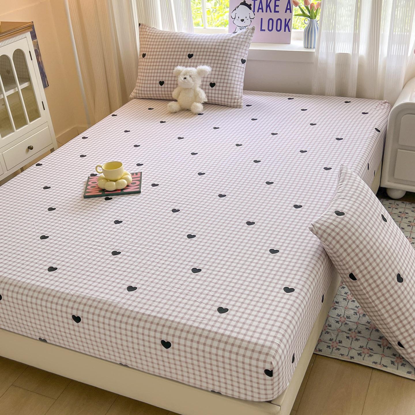 

Striped Bed Sheets Set Fitted Sheet Non Slip Bedspread With Elastic Band Mattress Cover Double Bed Sheets Christmas Gifts 2pcs 120x200cm