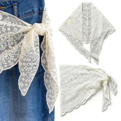 Flower Embroidery Lace Flower Hair Scarf Thin Mini Lace Skirt Fashion Bandanas for Women