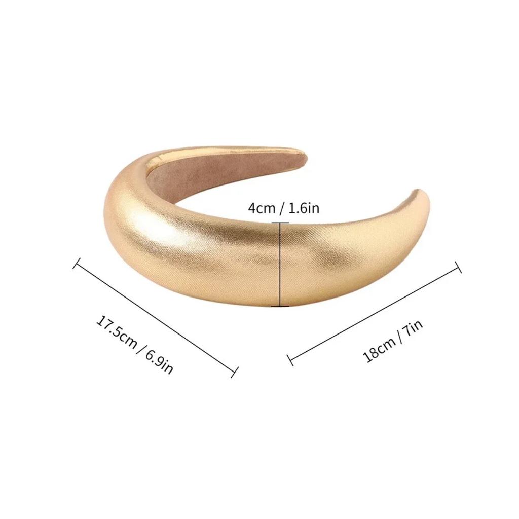 Vintage Women PU Sponge HeadBand Black Gold Silver Wide Hair Hoop Headwear Hair Accessories