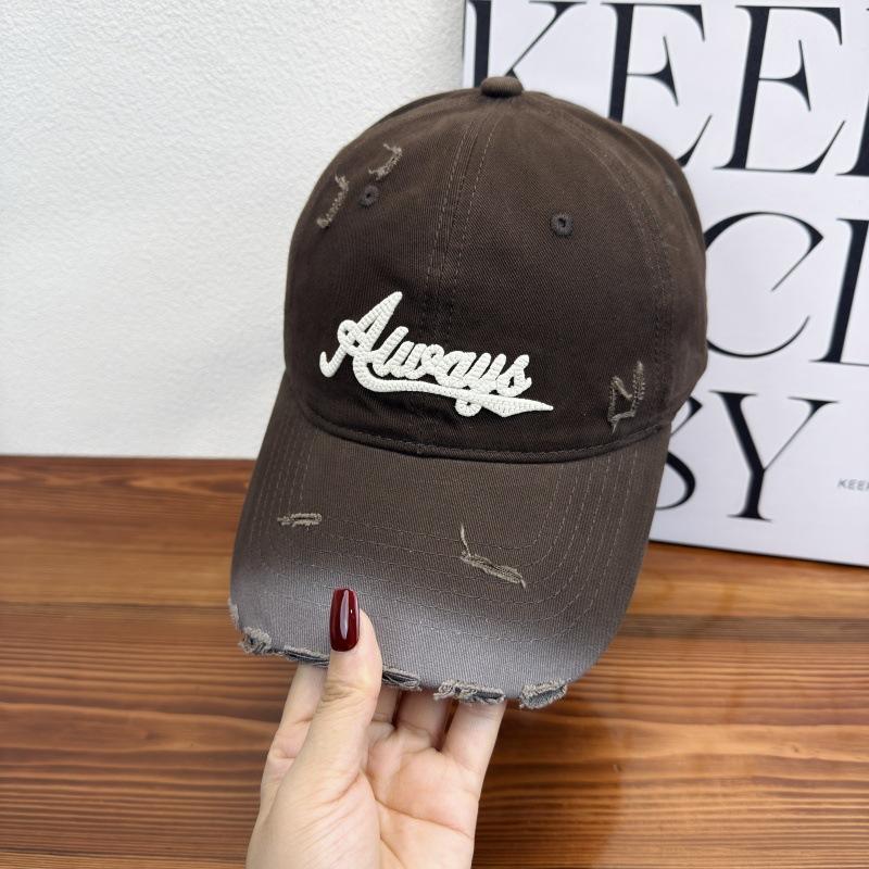 Gradual Change Hole Three-Dimensional Letter Embroidery Baseball Cap Men And Women Fashion Personality Couple Versatile Cap Spring And Autumn