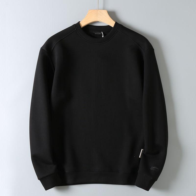 Original Foreign Trade Autumn New Model Air Layer Fabric Comfortable Versatile Round Neck Pullover Solid Color Long Sleeve Base Sweatshirt for Men