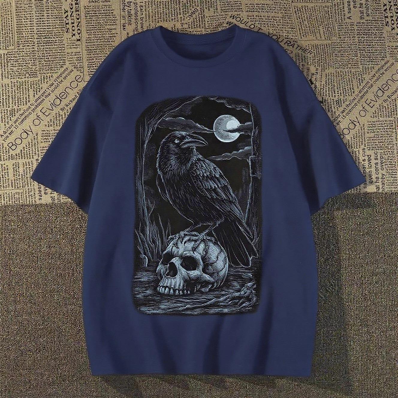 

2025 American Devil Style Printed Short-sleeved Summer Casual Fashion Top Crew Neck Cotton Cool Breathable T-shirt S