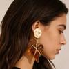 Elegant Gold Wire-Wrapped Brown Heart Stud Earrings - Versatile European & American Style