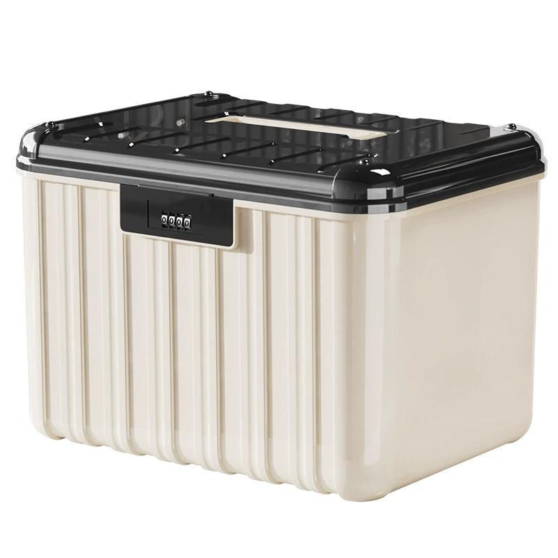 Caja de almacenamiento con cerradura de seguridad, organizador de documentos y joyas de doble capa