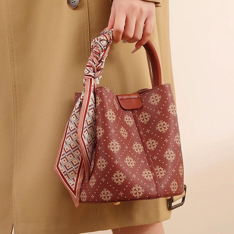 Bucket Bag for Women, Printed Hand-held Mother and Daughter Bag, Red Bride Bag, Commuter Crossbody Bag for Women