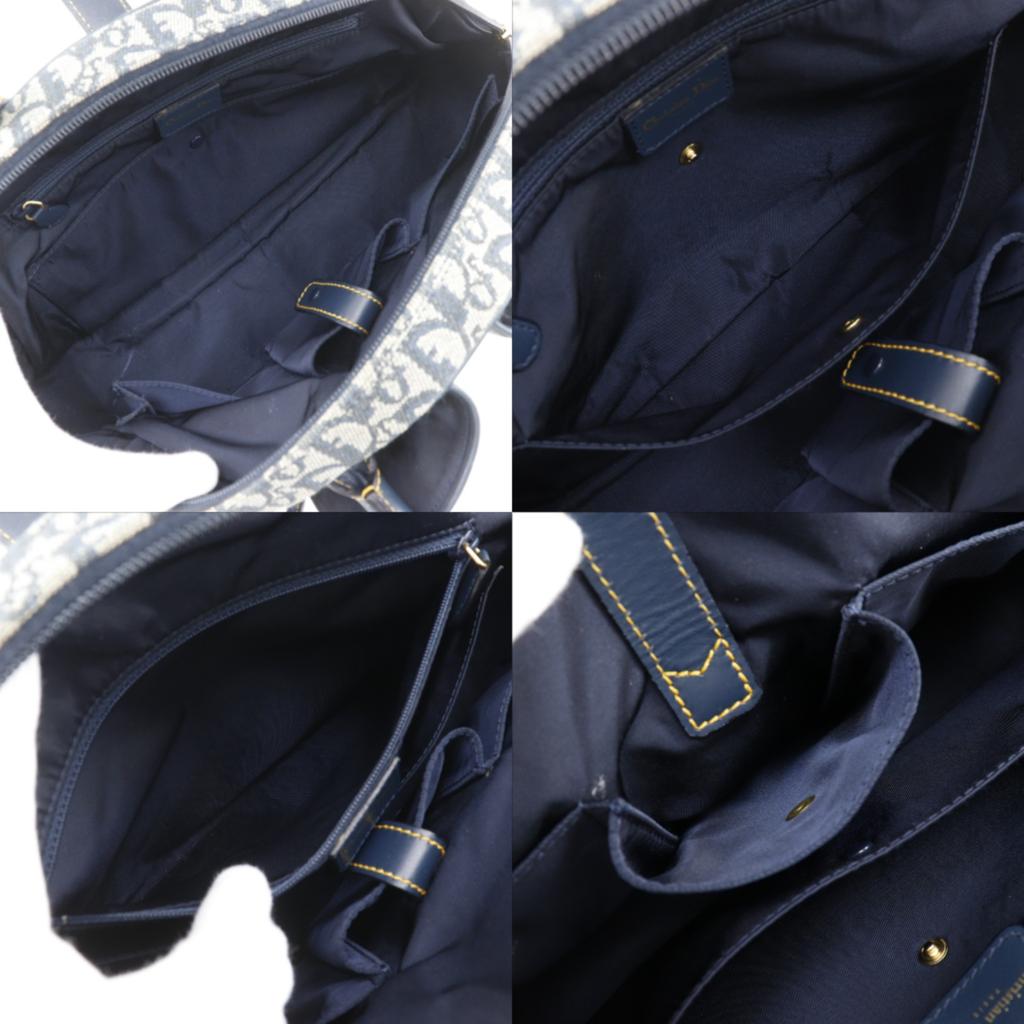Dior Double saddle Handbag Trotter Navy blue canvas Women Used