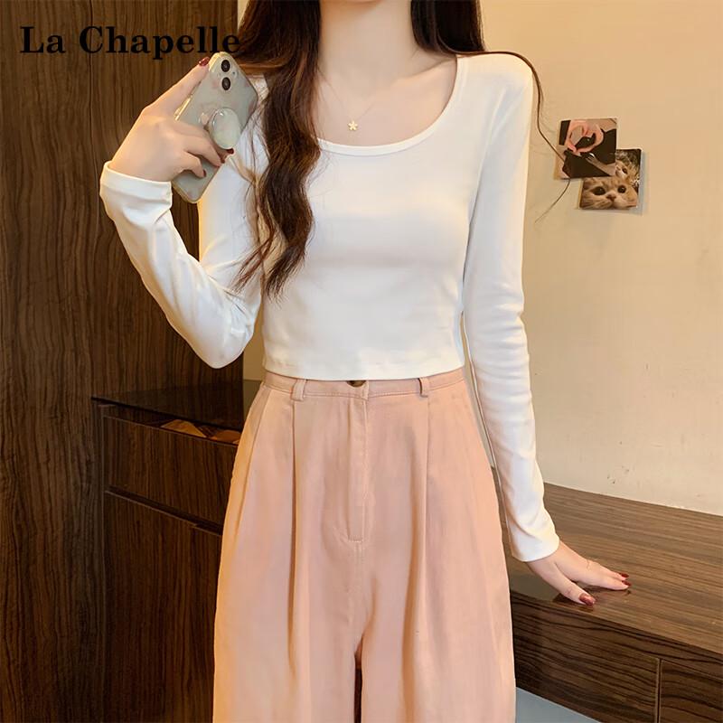 

Женский укороченный базовый топ La Chapelle с бархатной подкладкой и круглым вырезом S