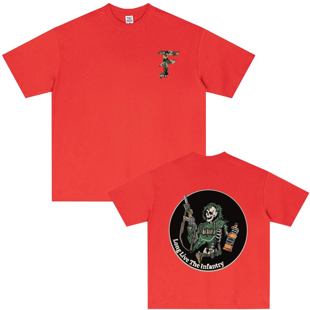 

Forward Observations Group Tshirt Long Live The Infantry T Shirts Summer Man Vintage Oversized Tshirt Male Skeleton Print Tees S