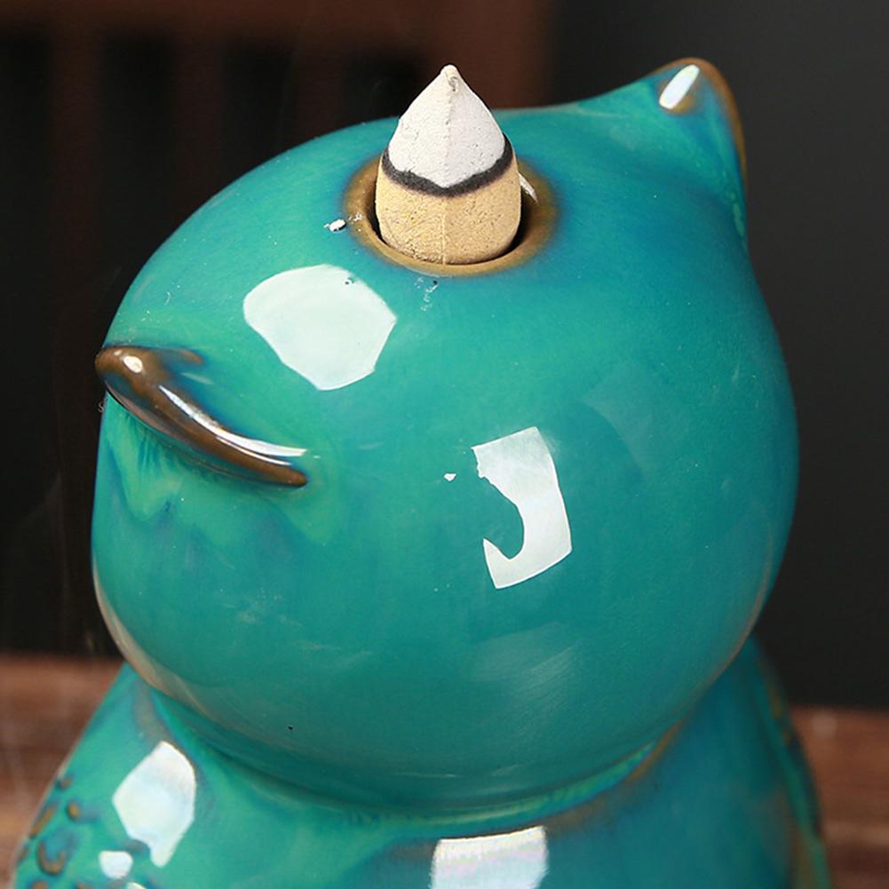 Ceramic Incense Holder with 10 Cones Owl Backflow Incense Burner Household Incense Burner Aromatherapy Ornament