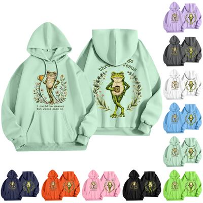 Kadın Rahat Harf Baskılı Kapüşonlu Sweatshirt Uzun Kollu Bol Kesim Pullover Üst