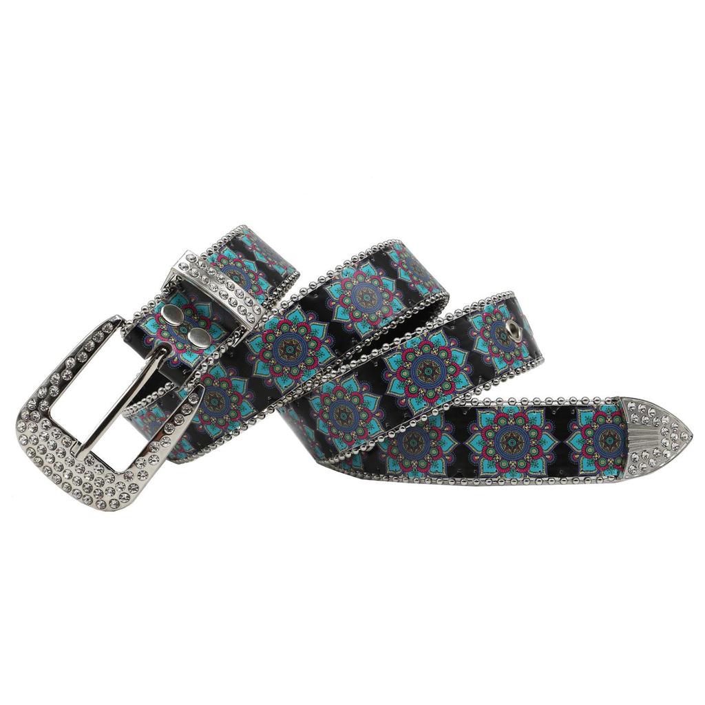 Original Design Punk Y2K Rhinestone Mandala Ethnic Belt