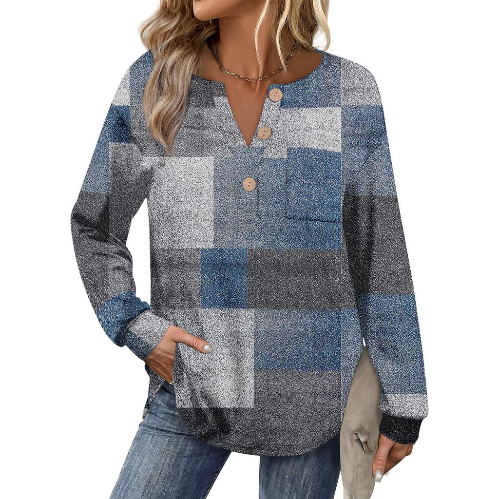 Top de damă retro cu imprimeu, la modă, cu mânecă lungă