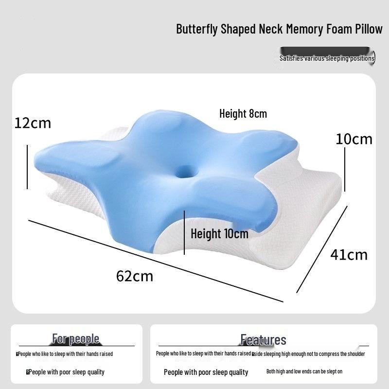 Ergonomic Memory Foam Butterfly Cervical Pillow for Side Sleepers