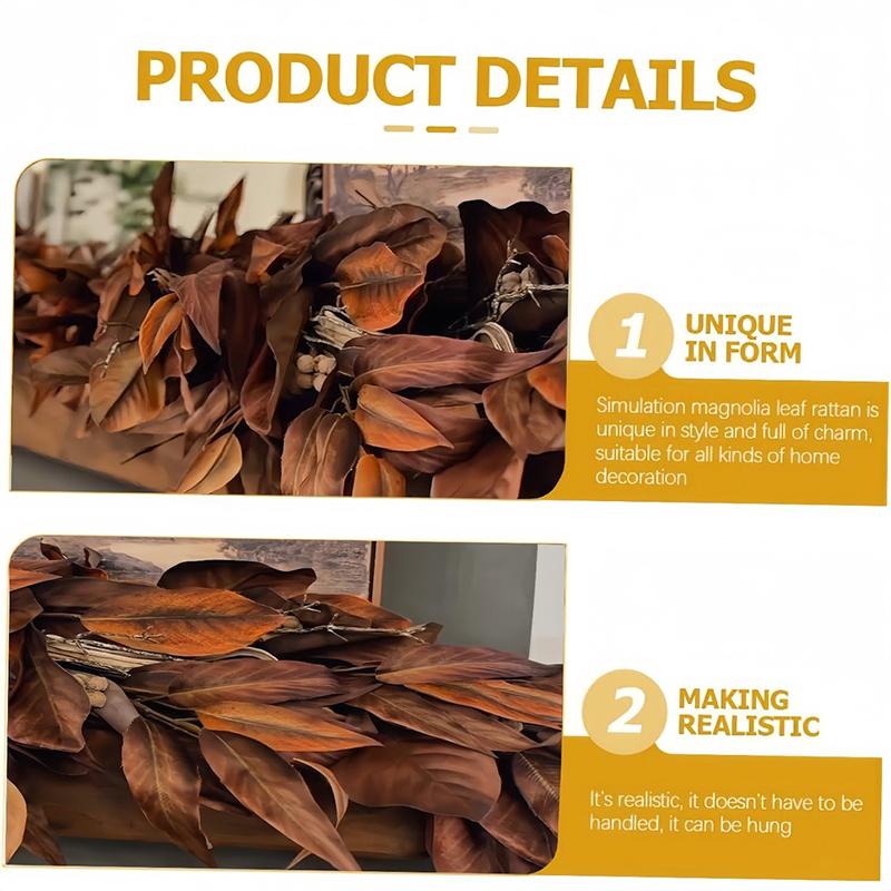 Brown Magnolia Leaf Garland, Artificial Magnolia Leaf Garland Realistic, Autumn Magnolias Leaf Artificial Garlands