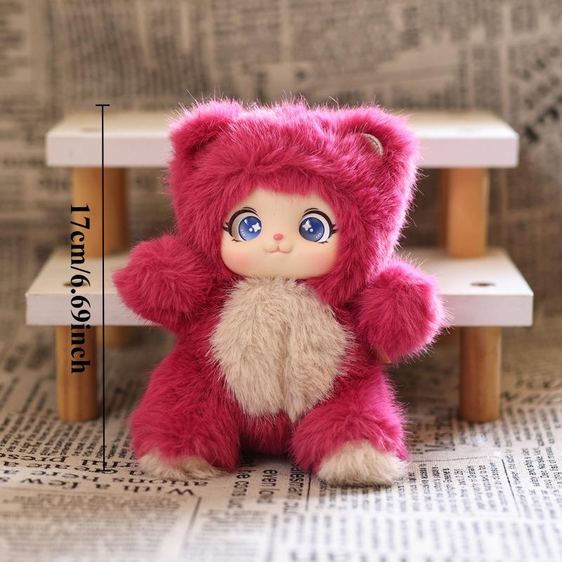 Cute Sheep Vinyl Plush Toy Kawaii Fluffy Stuffed Bear Rabbit Doll Lovely High Quality Material PVC Keychain Birthday Gift Xmas