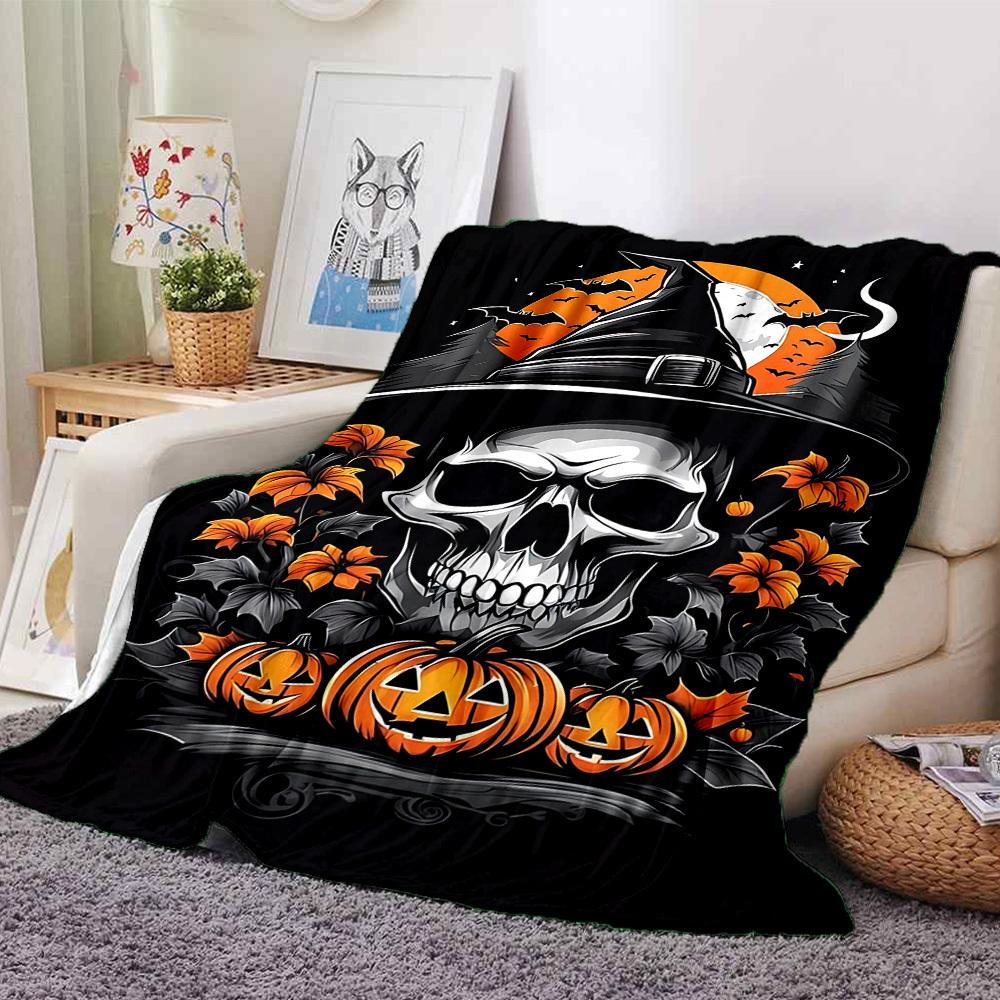 1pc Halloween pumpkin Throw Blanket Soft Flannel, Cozy All Season Polyester Perfect for Home, Office
