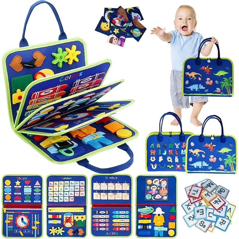 Kids Montessori Suitcase Toys Educational Learning Buckle Training Essential Baby Busy Board Sensory Intelligence Developing