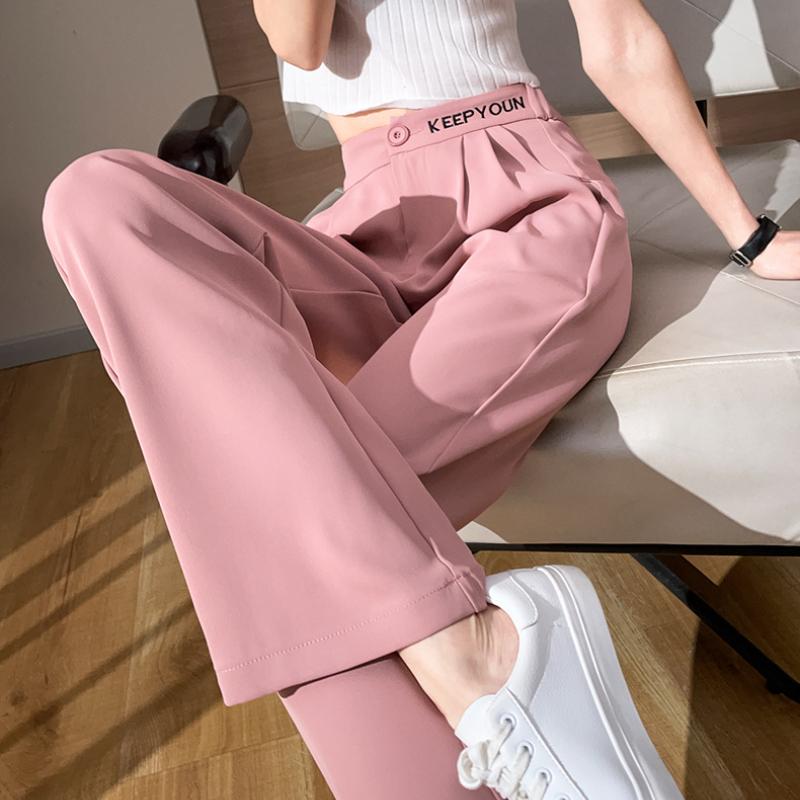 Spring Summer New High-End Suit Wide-Leg Pants Women Embroidered High Waist Draped Long Casual Straight Pants