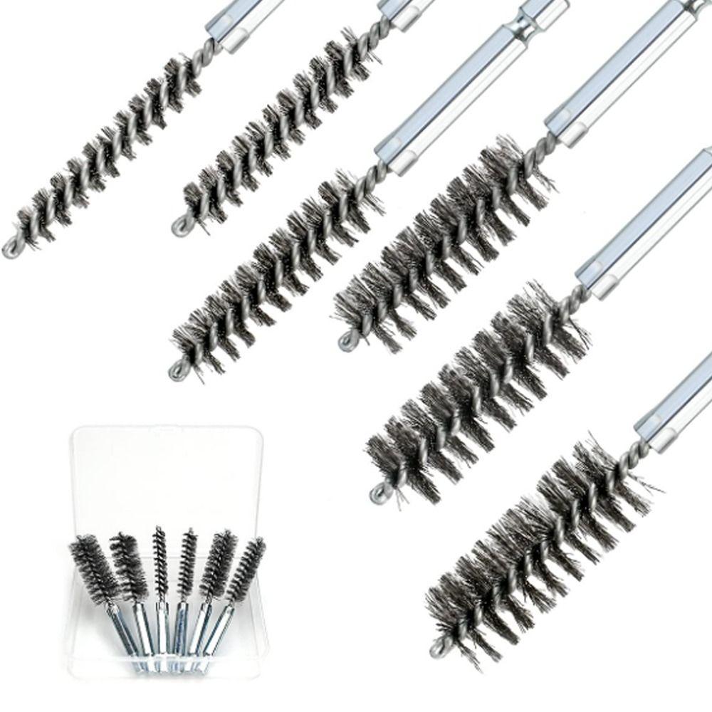 6Pcs Different Sizes Stainless Steel Bore Brush 4'' Long Bristles Wire Brush  Rust, Cleaning Tubes