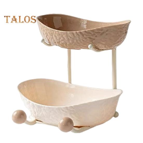 

2-х/3-х уровневый поднос для фруктов, пластиковая фруктовая чаша с металлической подставкой, кухонный держатель для фруктов, сервировочный поднос для еды, кексов, десертов Dual Layer кофейный