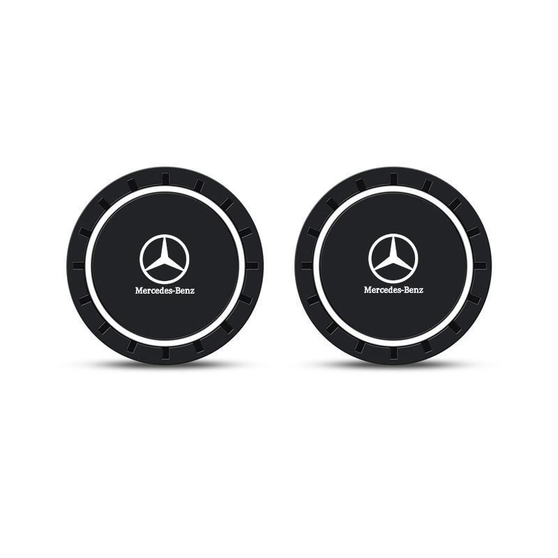 GZB4 2Pcs Silicone Car Water Cup Coaster Pad Anti-slip Cup Mat For Mercedes Benz AMG W203 W205 W206 W211 W212 W220 W201 W210 Sticker