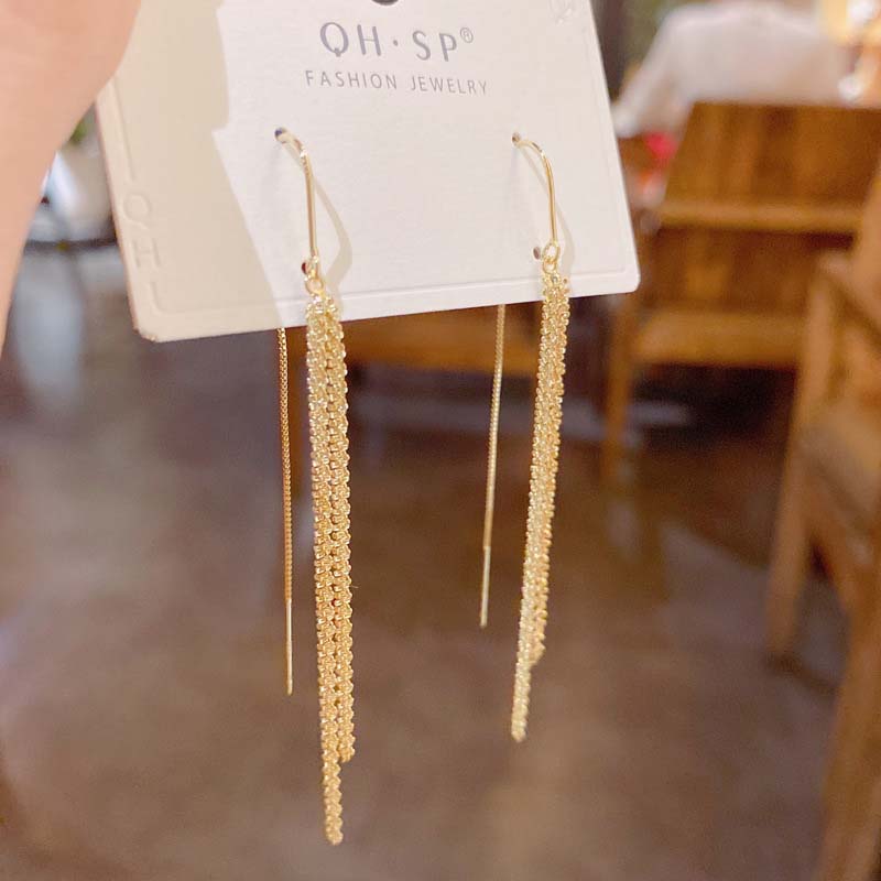 New Long Tassel Chain Dangle Earrings for Women Girl Trend Korean Fashion Fine Earring Wedding Luxury Y2K Zircon Wholesale