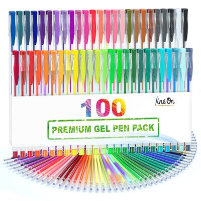Lineon Gel Ballpoint Colored Ballpoint 100 Gel 50 Color 50 Coloring Note For School Entrance Christmas Case Included Pens, Pens, Pack, Ink,