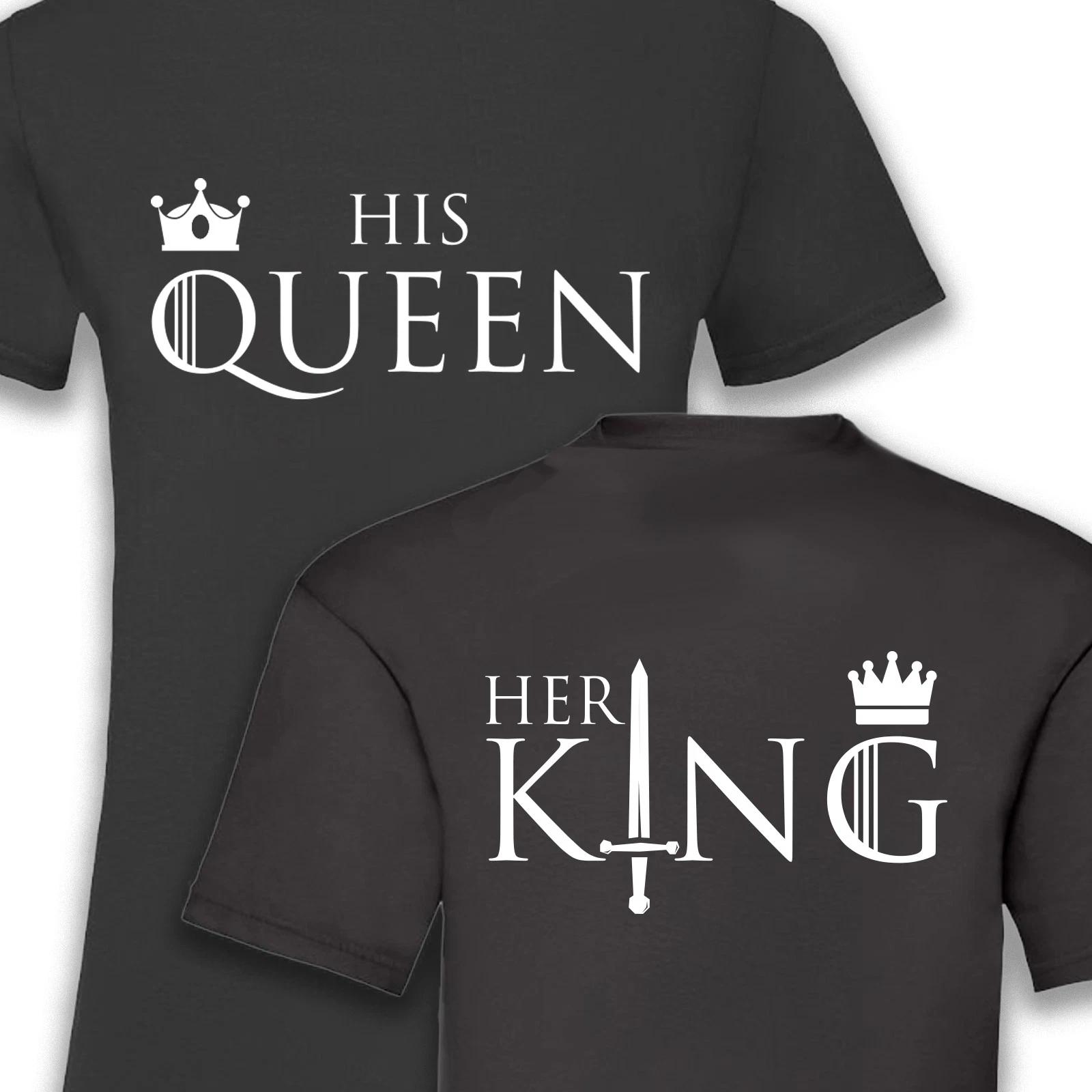 Her King / His Queen T-Shirt Valentines Day Couple Wedding Couples Couple Black XXL