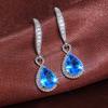 CAOSHI Elegant Lady Engagement Earrings with Blue Zirconia Pendant Fashion Luxury Accessories for Wedding Graceful Jewelry Gift