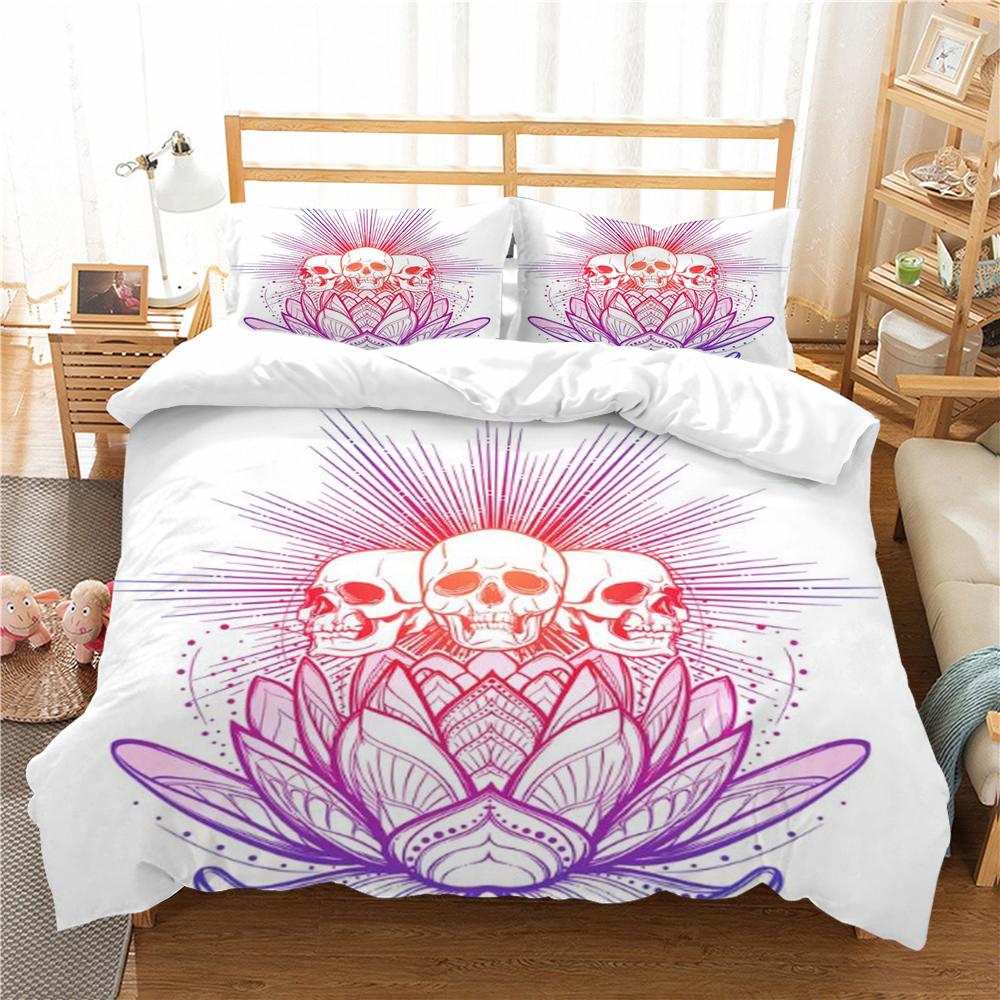 Heimtextilien Totenkopf Druck Bettbezug Totenkopf Muster Bettwäsche Set Cover Design Kissenbezug Highend Mann Bett Set Einzelgröße Bettwäsche