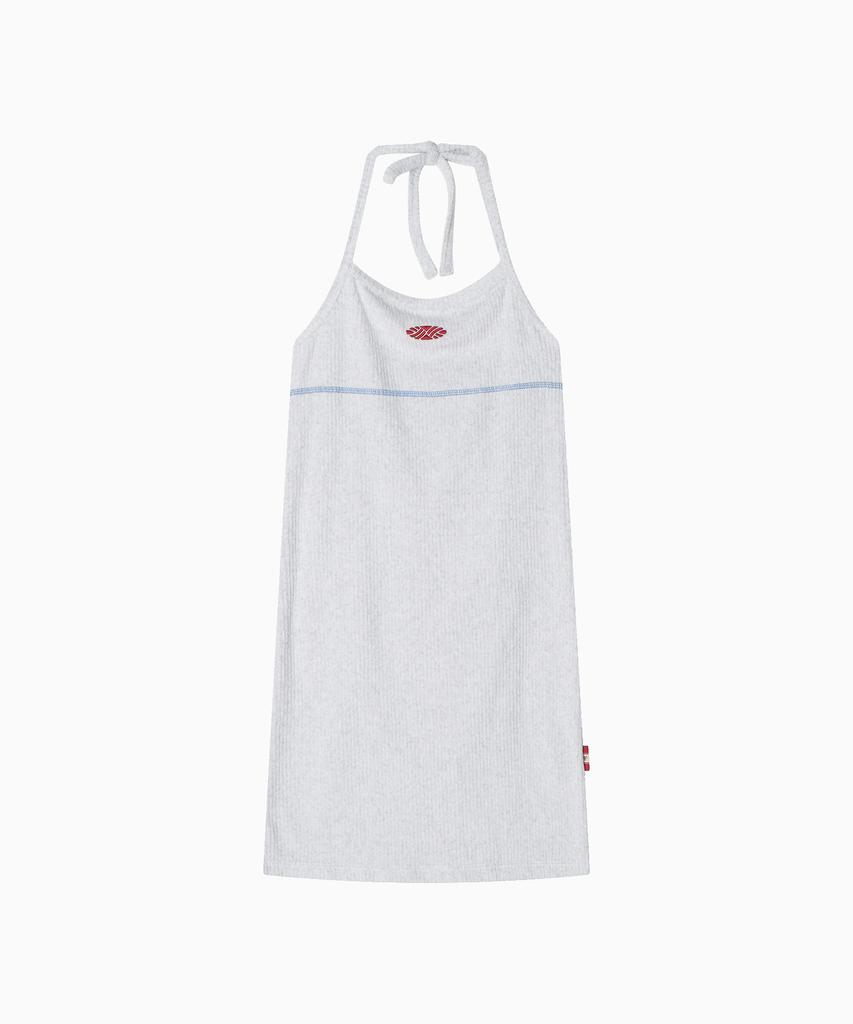 Minasu Slim Fit Halter Neck Terry Onepiece_White Melange