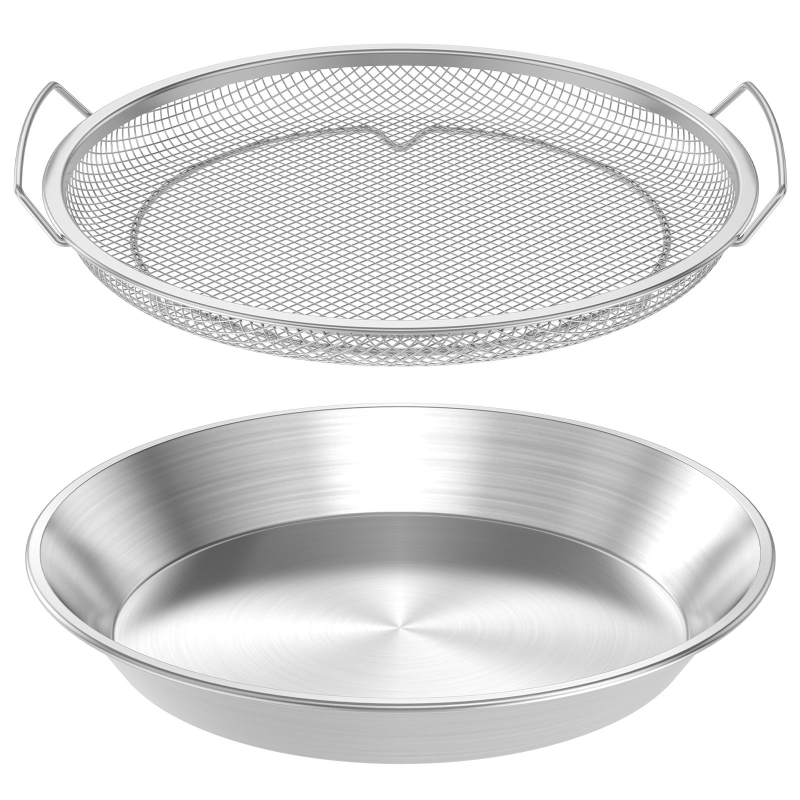 

2Pcs Stainless Steel Kitchen Oil Filter Tray Heat Resistant Air Fryer Mesh Pan Efficient Filtration Oil Basket Pan Filter Tray