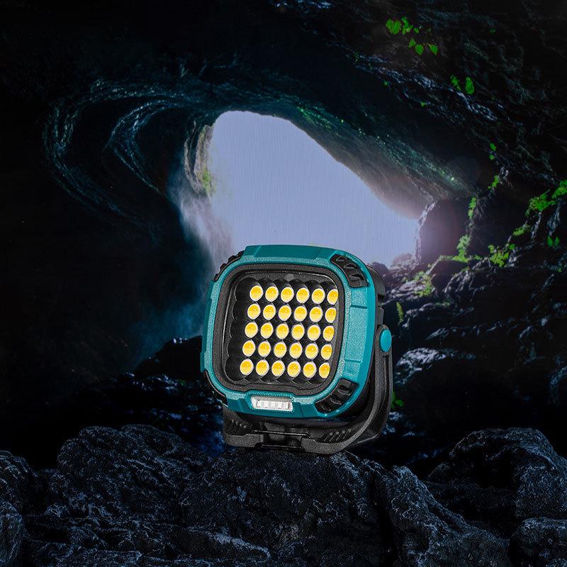 Cross-border LED COB Camping Light: Long-lasting Battery, Magnetic, Rotating, Emergency Floodlight for Outdoor Use