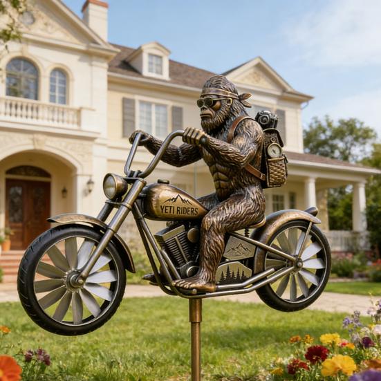 Garden Art Sasquatch Wind Spinner Wind-Powered Metal Weather Vane Kinetic Windmill Sculpture Outdoor Yard Patio Lawn Decoration