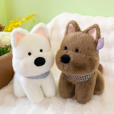 Cute Scarf West Highland Dog Doll Plush Toy Cute Dog Doll Child Soothing Girl Bed Throw Pillow