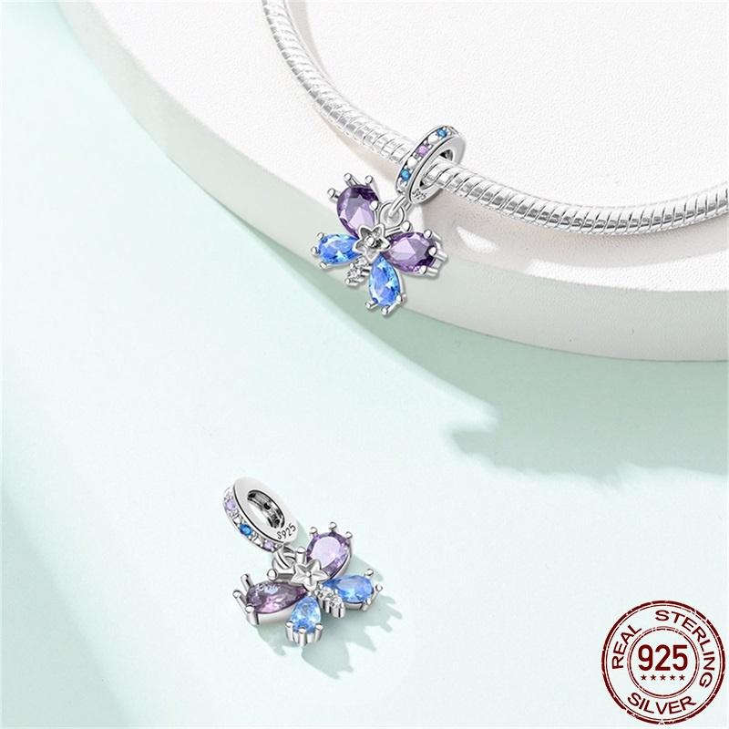Genuine Copper Butterfly Zircon Series Pendant Jewelry Piece Fit 3Mm Pan Bracelet DIY Style Charm For Women Jewelry Stylish Gift
