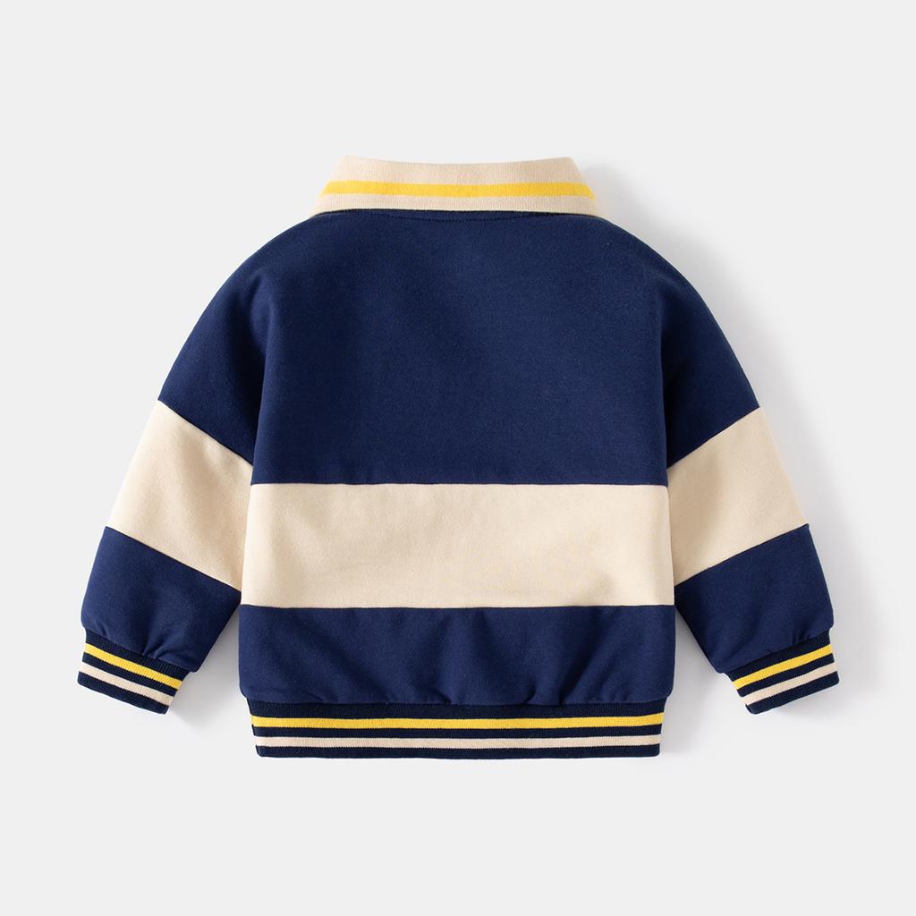 Marineblauer Walprint, neuer Jungen-Pullover mit Kragen, lässiger Kinder-Pullover ohne Kapuze mit Kragen