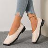 Slip-on Block Heel Single Shoes Fashion Square Toe Shallow Mouth Soft Sole Non-slip Block Heel Leather Shoes