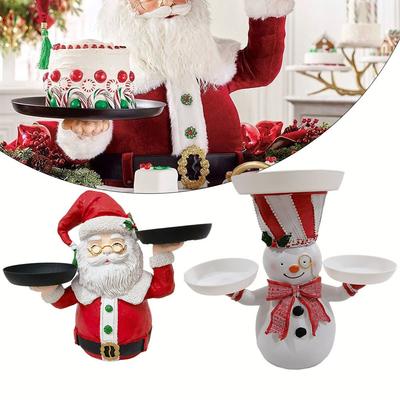 Santa Claus In Tray Christmas Ornaments Snowman With Tray Packaging