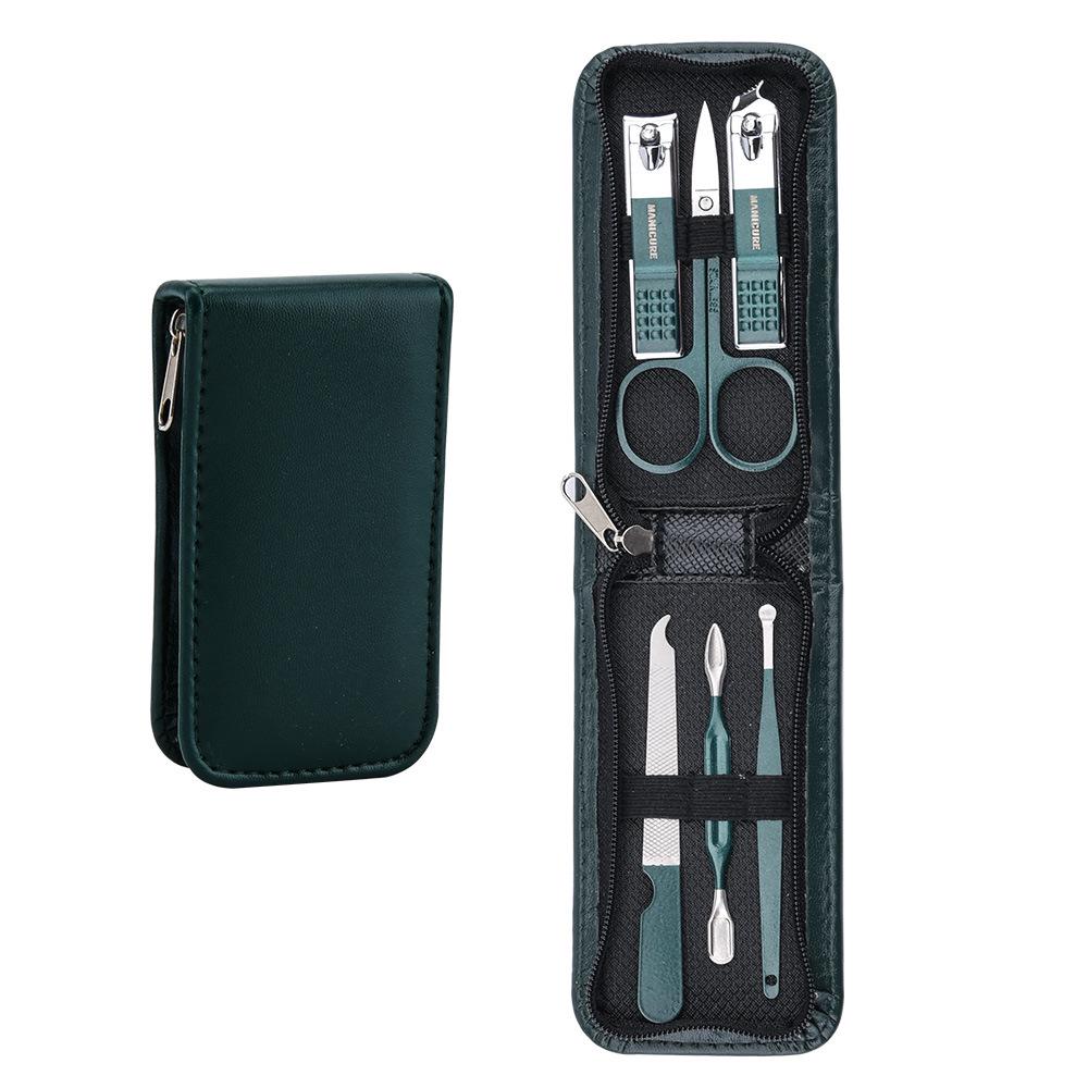 6-Piece Nail Clipper and File Set with Leather Case - Manicure Gift Kit