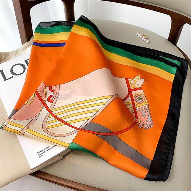 Nový 70*70cm Hodvábny Saténový Šatka na Vlasy Dámska Vreckovka S Potlačou Štvorcová Čelenka Bandana Malý Nákrčník Hidžáb Dáma Dievča