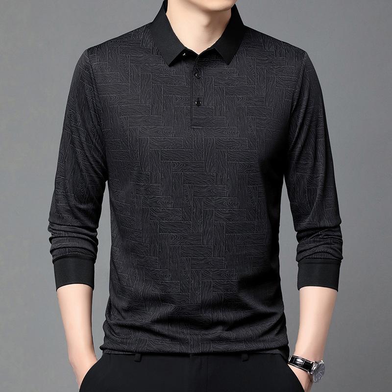 Men's Lapel Polo Shirt Men's Long-sleeved Business Men's Casual Spring and Autumn Clothes