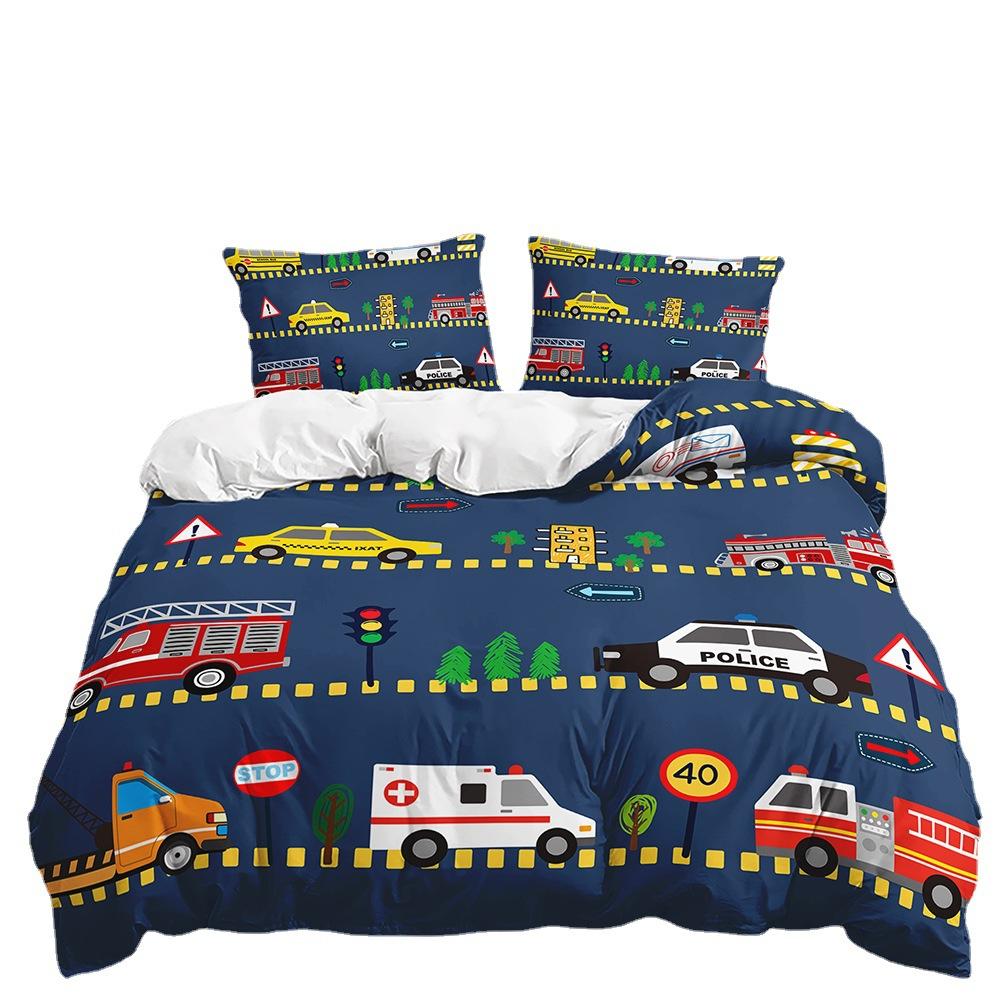 Bed Three-Piece Construction Car Racing Game Quilt Cover 3D Digital Printing Kit