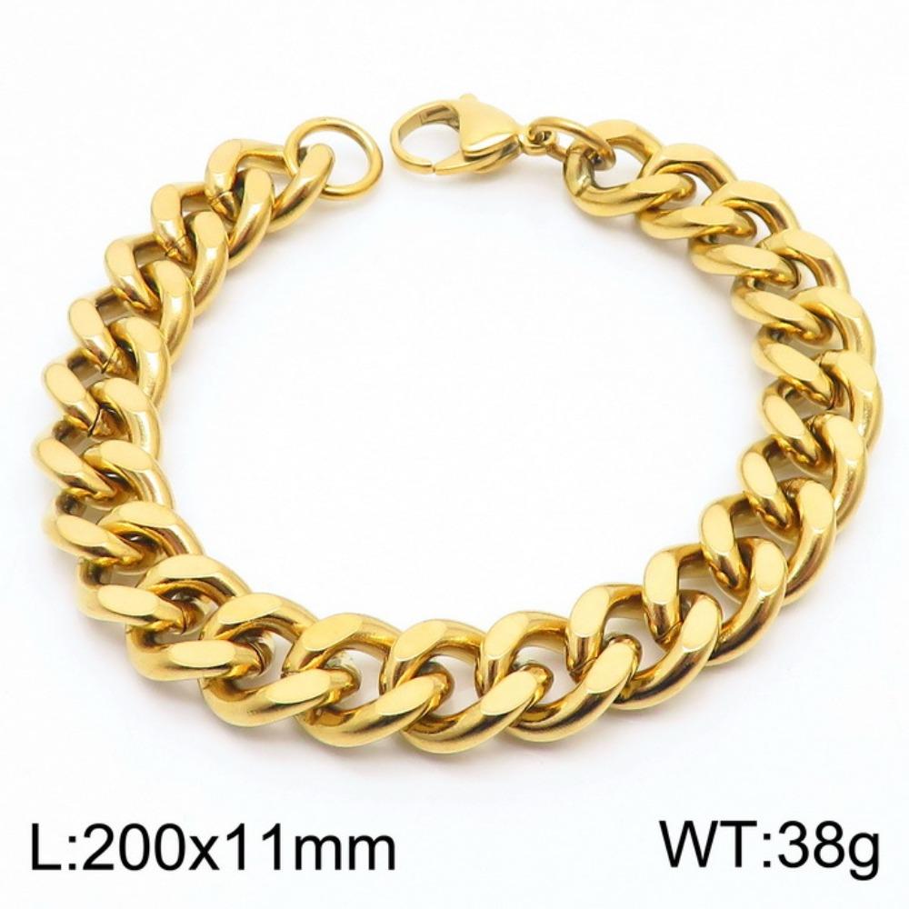 Jewelry Side Flat Chain Stainless Steel Chain, Simple Titanium Steel Men's Trend Hip-hop Bracelet Accessories