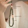 Natural Green Sandalwood Phone Lanyard with Cute Charcoal-burned Cat Paw Pendant, Creative Artistic Accessory for Women