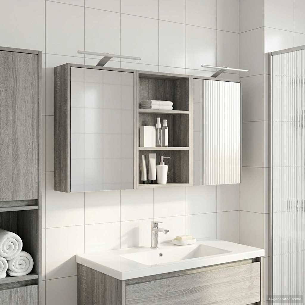 Bathroom Cabinet Set 3 Pcs 126 X 16 X 62.5 Cm Engineered Wood